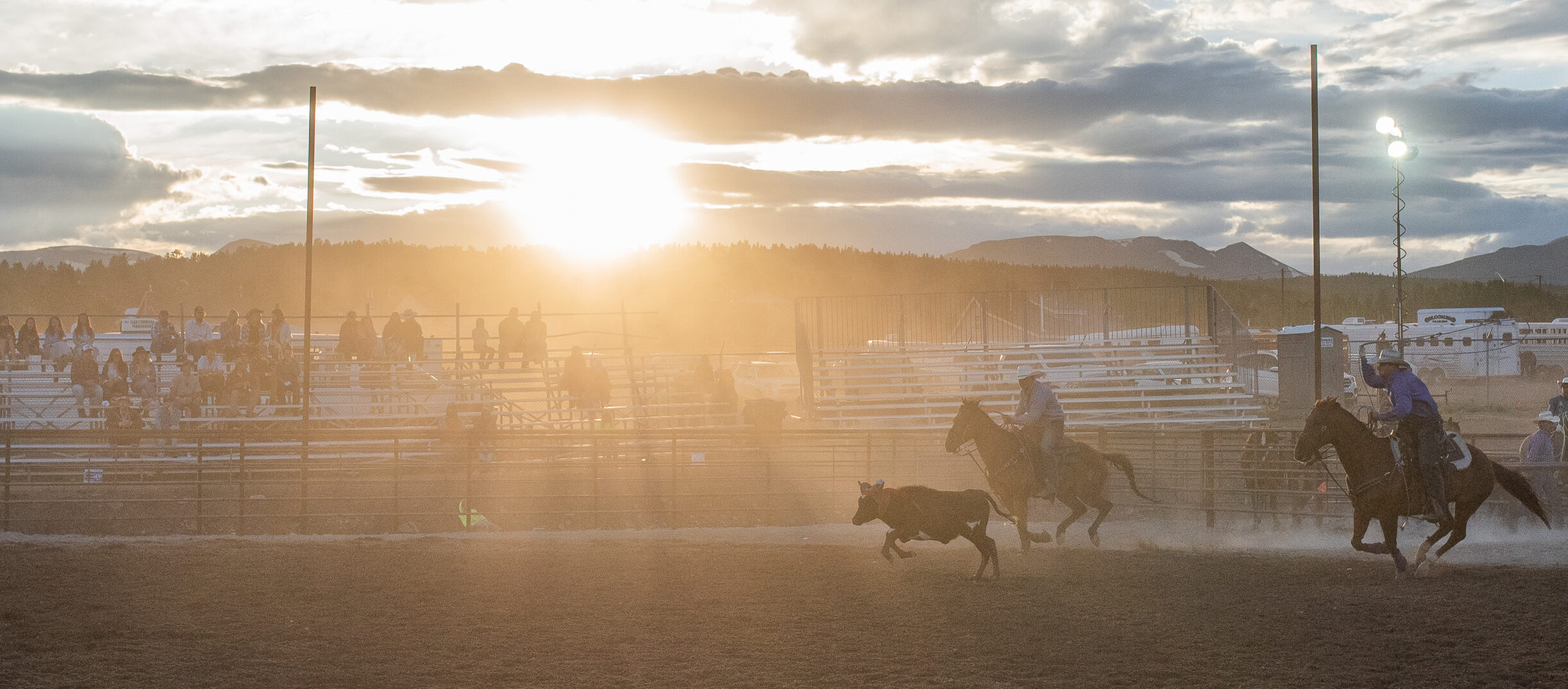 Team roping event at Park County Rodeo