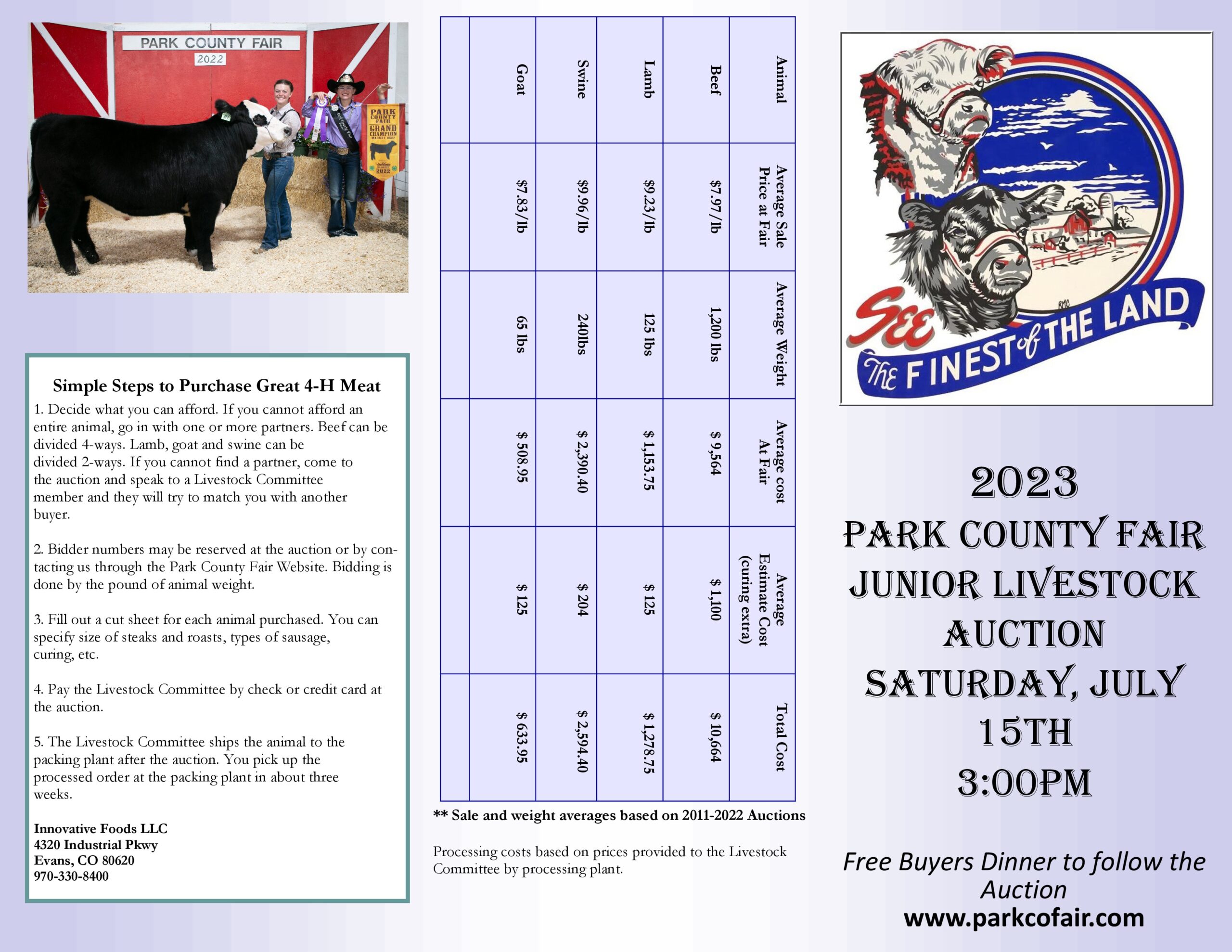 2023 Livestock Auction brochure page 1