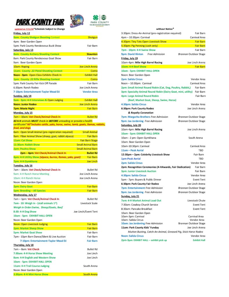 2024 updated schedule